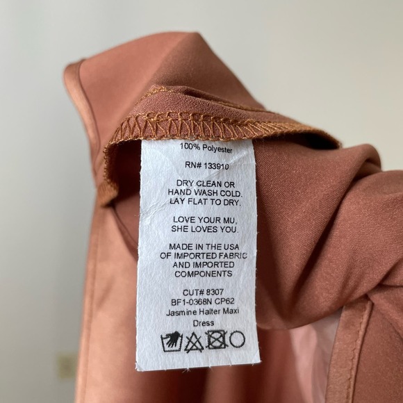 Show Me Your Mumu Jasmine Halter Maxi Dress Copper Luxe Satin Medium - Picture 5 of 10